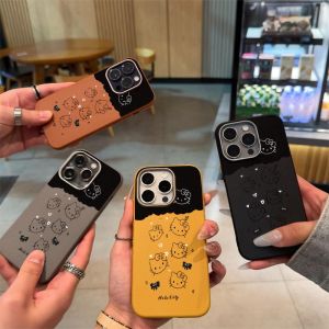Phone Case For Realme C53 C51 C51S C55 C63 C61 C65S C65 C67 12 LITE C71 V11 C75 C73 C75X 14X 10 Casing Realme Note 50 60 60X 70 70T 5 5S 5i 6i C3 C3i C2 8 Simple Kitty Leather Soft Case Cover PWJK1046A