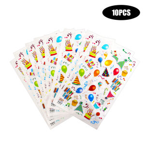10-50Pcs Colorful Plastic Happy Birthday Gift Packaging Bag Candy Cookie Tote Bags for Kids Birthday Party Favor Bags Pearl Bag