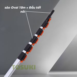 sào nhôm carbon rút dài 10m Tosuki - thanh sào oval kết nối dụng cụ làm vườn làm việc trên cao