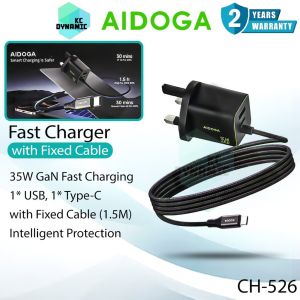AIDOGA CH-526 35W Charger Adapter 35W GaN Fast Charging Charger with Fixed Cable Aidoga Charger Adaptor CH5261 Aidoga CH-5261