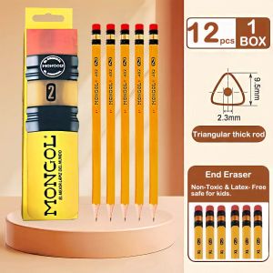 1box/12pcs Mongolian pencil (#2 Medium) school supplies Stationary Stuent Pencils