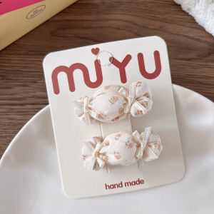 JIYAN2866 2Pcs/Set หวาน คลิปผมเด็ก ผ้าลายตาราง ลูกอมสี ปิ่นปักผม แฟชั่น ยางรัดผม หมวก