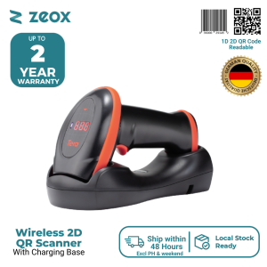 Zeox Wireless 2D QR Barcode Scanner ZT52 Handheld with USB Charging Base Easy Charging Price and Product Scanning