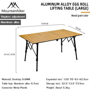 MOUNTAINHIKER Aluminum Alloy Egg Roll Camping Table with Storage Bag Adjustable Height Portable Foldable Outdoor Camping Egg Roll Table