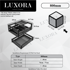 LUXORA Aluminium Alloy 2 Layers Kitchen Cabinet Pull-Out Drawer Basket Cutlery Drawer and Dishes Rack with Soft Close