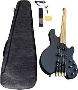 4 String Headless Bass Guitar ASH Body Roasted Maple Neck Active Pickup Bigbag