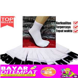 12 Pasang Kaos Kaki Jempol Putih Telapak Hitam Nylon Pendek/Kaos Kaki Wanita Muslimah Model Jempol/Kaos Kaki Wanita Hijab/Arlis Store