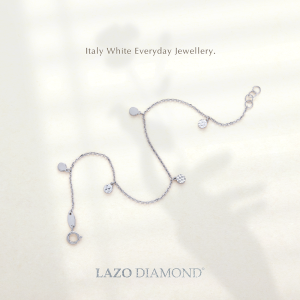 LAZO DIAMOND Minimalist Tiny Textured Plates Everyday Bracelet in 375/9K White Gold