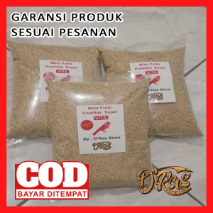 BISA COD!!!Pakan Burung Kenari Lovebird Parkit Milet Putih 1kg || MAKANAN BURUNG || RDS