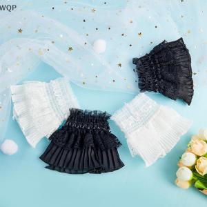 [WQP Fashion Store] Hot Sale Jewerry Detachable Sleeves Cuffs Female Lace Thin Pleated Flare Sleeve Ruffles Wristband Sweater Blouse Decorative Sleeves