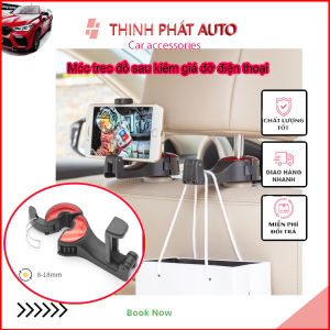 Móc treo đồ ghế sau ô tô kiêm giá đỡ điện thoại - móc treo đồ tiện ích xe hơi- kẹp đt đa năng
