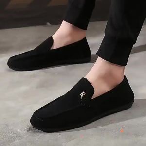 Autumn MenS Loafers Large Size Soft-Soled MenS Casual Shoes Korean Style Slip-On Lazy Shoes MenS Trendy Loafers