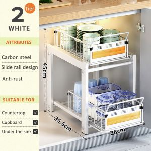 Lifinity Pull-out Basket for Kitchen Cabinet Dish Rack Organizer Pullout Shelves Plates Organizer