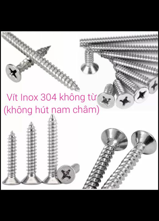 100 Vít Inox 304 4x30 không hút nam châm.(một ít có thể hút nhẹ là do ...