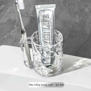Ly cốc đánh răng hoạ tiết sóng nước phong cách châu âu 300ml