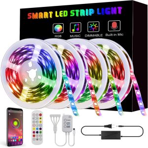 *SG seller* Waterproof LED Strip Lights 5M/10M/20M Outdoor indoor Smart Color Changing Rope Lights SMD 5050 RGB Light Strips with Bluetooth Controller Sync to Music Apply for TV Bedroom Party and Home Decoration Led light