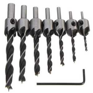 MATA BOR KAYU ALUMUNIUM PLAT BESI SET KOMPLIT MULTIFUNGSI 7PCS MATA BOR DRILL BIT COUNTERSINK HSS 3-10MM 7PCS