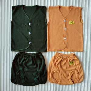 2 Stel Baju Bayi Baru Lahir Warna Mustar dan Armi Laki Laki Perempuan 0 6 bulan NN Baby New Born