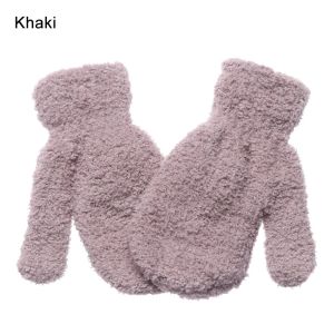 SPORTS XU Winter 0-4 Years Old Cartoon Soft Warm Baby Full Fingers Coral Plush Mittens Candy Color Kids Gloves