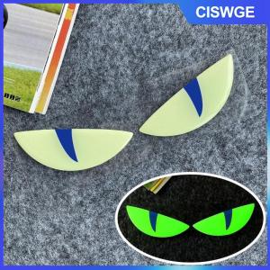 CISWGE Sáng 3D Quỷ Mắt Mèo mắt Thiết kế xe máy Sticker Glowing Đèn pha decal cho xe tay ga trang trí