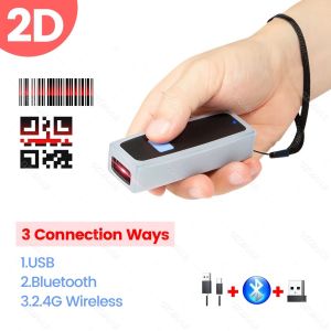 Bluetooth 1D QR 2D Barcode Scanner USB Wired & 2.4G Wireless & Bluetooth Bar Code Reader Portable CCD Screen Scanning PDF417 Data Matrix Image Scanner works with PC Android iOS