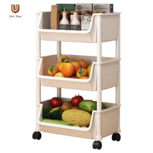 Rolling Storage Cart with Wheel Kitchen Storage Trolley for Kitchen Bathroom Living Room Office [Ueb Shop]