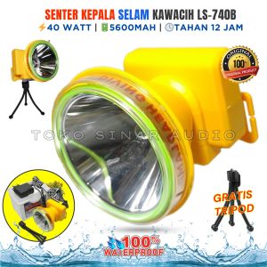 Senter Kepala KAWACHI LS-740B Reflektor Jumbo Light 20 Meter Dalam Air Body Kuat Tahan 12 Jam Rechargeable Isi Ulang GRATIS TRIPOD SENTER | Senter Kepala Selam | Senter Kepala Anti AIr | Senter Kepala Menyelam | Senter Kepala Diving