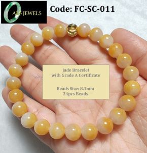 Jadeite Jade Yellow Beads Bracelet 8.1mm 缅甸A货翡翠 [黄翡手串] - FC-SC-011