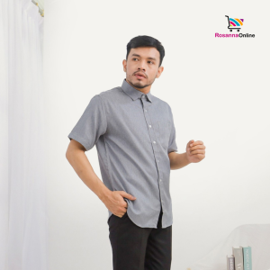 Al Jabari - Kemeja Pria Polos Formal Katun Madinah Lengan Pendek Regular Fit