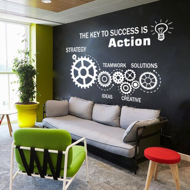 Teamwork Gears Office Inspire Quote Wall Sticker The Key To Success Is