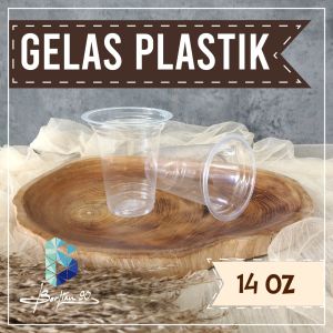 Gelas Plastik Bening 14 OZ isi 50 / Cup Plastik Bening 14 OZ (420 ml) / Cup Bening 420 ml