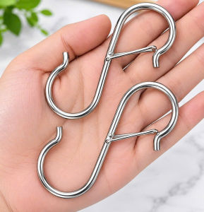 MÓC TREO CHỮ S CÓ CHỐT KHÓA COMBO 3 CÁI – MÓC TREO NHÀ BẾP TỦ QUẦN ÁO – THÂN KIM LOẠI DÀY 3MM