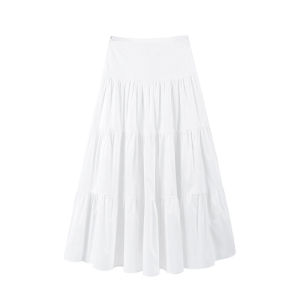 Korean Style High Waist White Long Skirt Women A-line Cake Skirt Fairy Artistic Sense Skirt半身裙