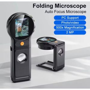 2.0 นิ้วกล้องจุลทรรศน์ดิจิตอลอิเล็กทรอนิกส์ 2MP 500X การขยายแบบพับได้แว่นขยายวิดีโอสําหรับเชื่อม PCB และเครื่องประดับ