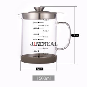 [Tặng Đế Cao Su] Ca Lọc Dầu Bình Lọc Dầu Ăn Thủy Tinh Chịu Nhiệt Kèm Vỉ Lọc Inox 304 1000 1500ml Bình Lọc Cặn Dầu