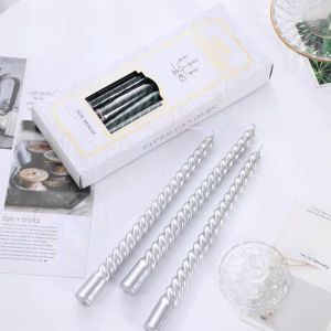 SLN*High quality candle family dinner spiral twist decoration candle long candlestick dinner candle color tasteless table wedding decoration