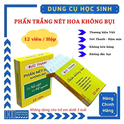 Phấn không bụi Đức Thanh 12 màu trang trí bảng vẽ mỹ thuật trên giấy bằng cọ vẽ. Sản phẩm việt chất lượng cao cấp. HLShop HCM