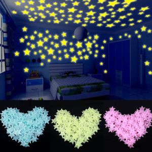 Stiker Bintang Dinding Hias Nyala Saat Gelap 3D Lucu Unik Neon