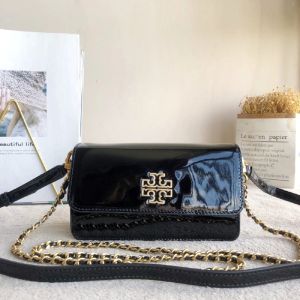 Authentic Tory Burch Glossy Patent Leather Fashion All-Match Square Shoulder Bag Messenger Organ Design