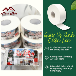 [1 Cuộn] Giấy vệ sinh cuộn lớn 700g siêu tiết kiệm giấy vệ sinh công nghiệp cuộn lớn 2 lớp mềm mịn - S207