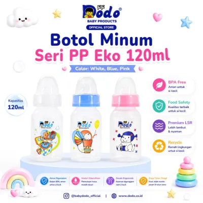 Dodo Botol Minum Susu Anak Seri PP Eko 120ml | Anti Kolik | BPA Free | Dot Bulat
