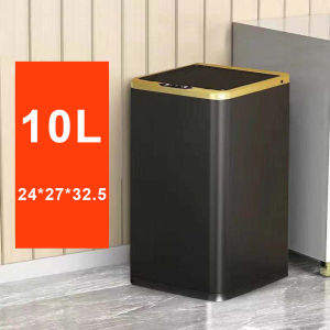 Justliving 1 cái thùng rác điện gia dụng tự động cảm biến cảm ứng thông minh Thùng rác ánh sáng bằng thép không gỉ sang trọng tự động 10/15/18L Phòng ngủ phòng khách phòng tắm nhà bếp vệ sinh thùng rác gấp cho xe hơi