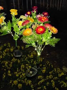 Solar Snow Lotus Flower Stake Light Waterproof Outdoor Garden Lawn Pathway Yard Warm LED