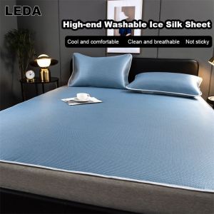 Sunrichh Summer Ice Silk Mat Sheet Pillowcase Three Pieces Set Foldable Washable Soft Mat Home Bed Cool Sleeping Mattress