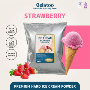 Bubuk Es Krim Hard Ice Cream Powder Premium Rasa Strawbery Gelatoo Strawberry 250 gram / 1 kg