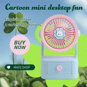 88162 Cute cartoon fun portable desktop drawer for children and students to store small USB rechargeable mini fan