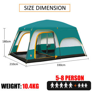New 5-8 Person Large Family Tent with Double Layers Automatic Opening Waterproof Outdoor Camping Shelter
