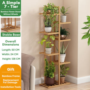 LACCOHUG Bamboo Plant Rak Plant Stand 5/6/7 Layers Wood Multilayer Outdoor Rak Pasu Bunga Rak Pokok Flower Rack