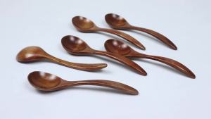 6 pcs Wooden Spoons for Eating 6.7 inch Wooden Honey Spoons for Tea Wood Teaspoons for Stirring Coffee - Perfect for SoupEatingScooping Jars & CanistersDessert