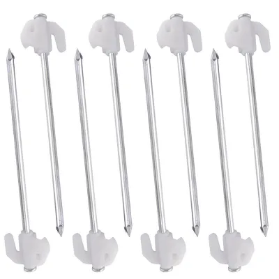 8pcs Glow Tent Pegs Reflective Outdoor Camping Accessories LED Ground Nail Heavy-Duty Glow In The Dark Tent Stakes